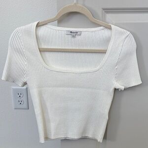 Madewell Cream Ribbed Crop Top